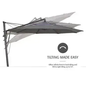 Treasure Garden 13' AKZ PLUS OCTAGON SUNBRELLA STARLUX BLACK - CAST SILVER Treasure Garden