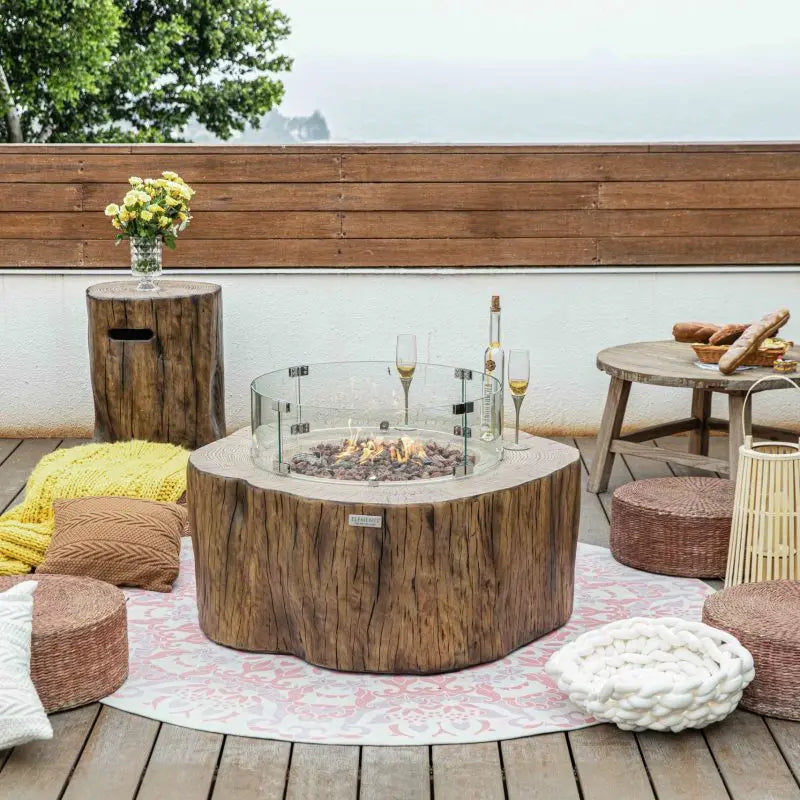 Elementi - Manchester Fire Table - Redwood - Natural Gas Item # OFG145RW-NG