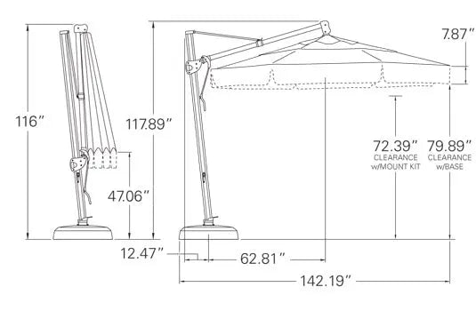Treasure Garden 11' AKZ PLUS OCTAGON SUNBRELLA BLACK - CAST SILVER Treasure Garden