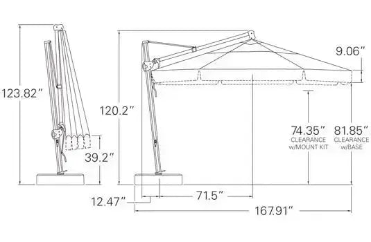 Treasure Garden 13' AKZ PLUS OCTAGON SUNBRELLA STARLUX BLACK - CAST SILVER Treasure Garden