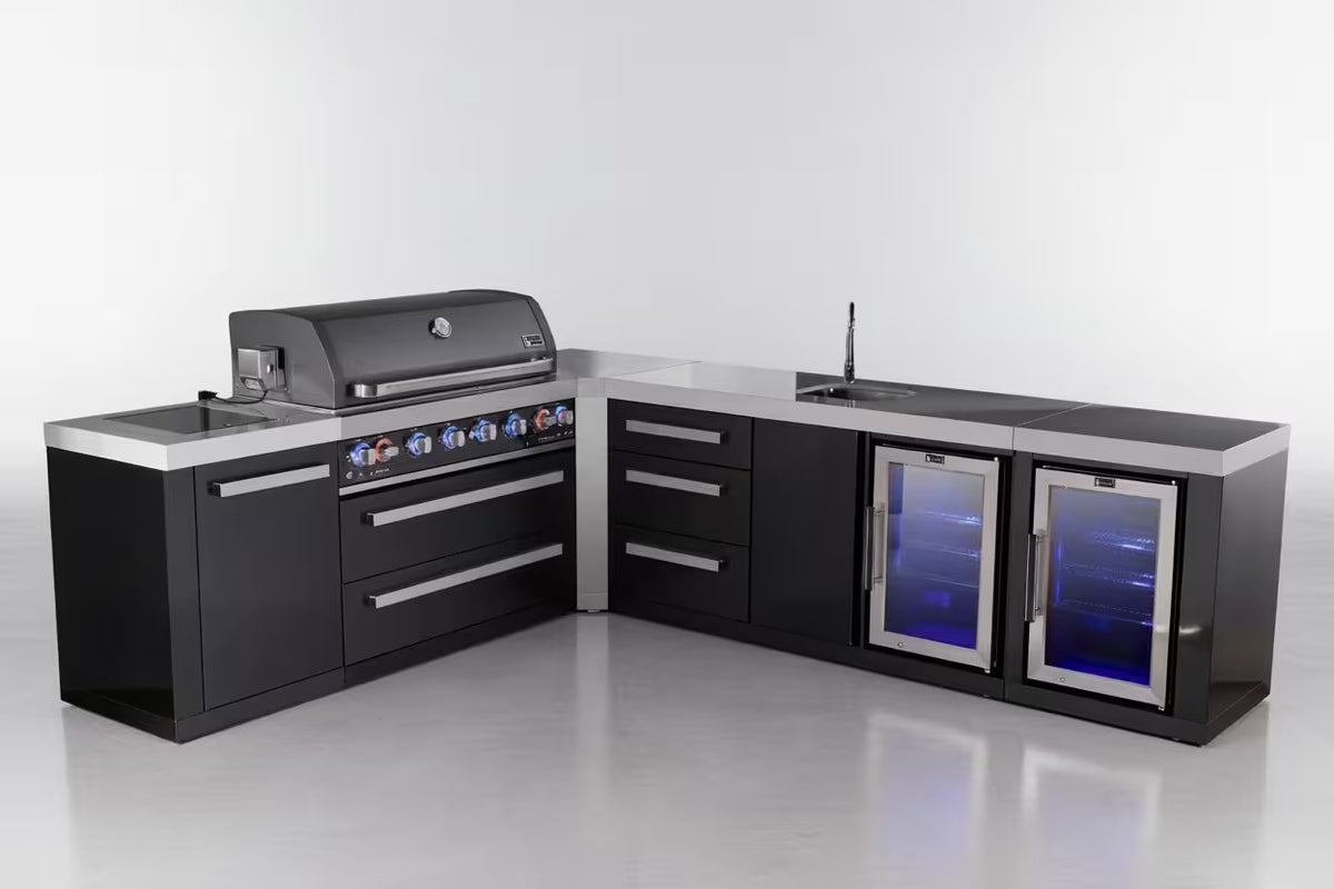 Mont Alpi MAi805-BSS90BEVFCDR Black Series L-Shape outdoor kitchen studio view