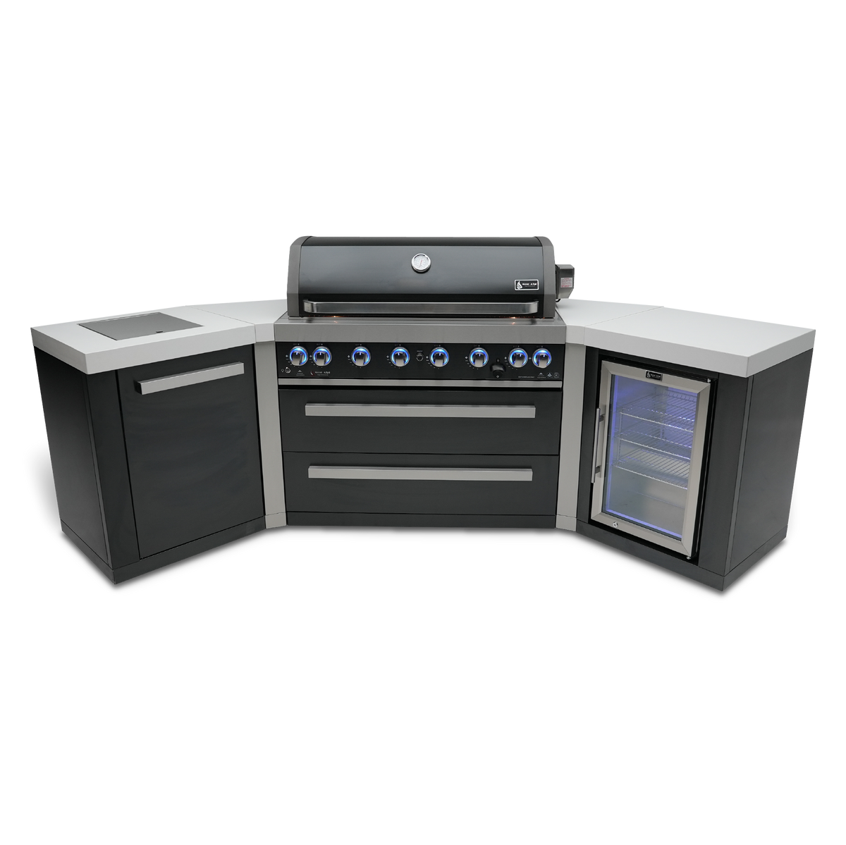 Mont Alpi MAi805-BSS45FC Panoramic Black Series outdoor kitchen with fridge