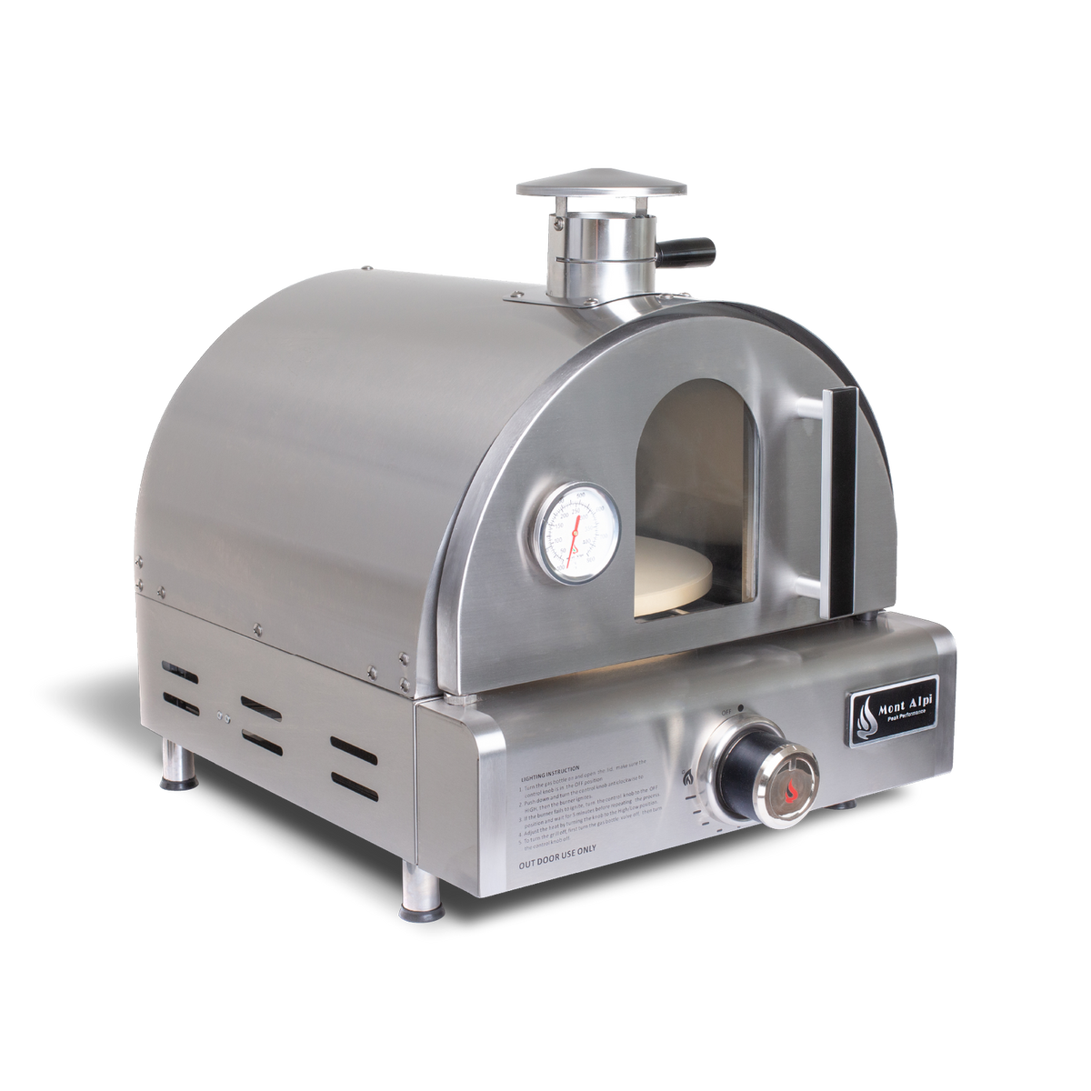 Mont Alpi MAPZ portable stainless steel pizza oven with glass-window door