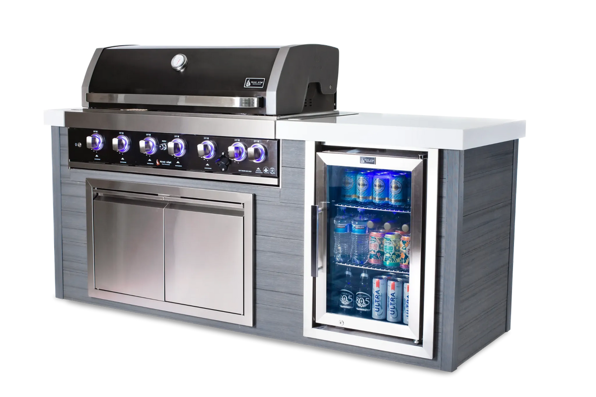 Mont Alpi MA805-AWBSS 6-burner Artwood outdoor kitchen opposite angled view