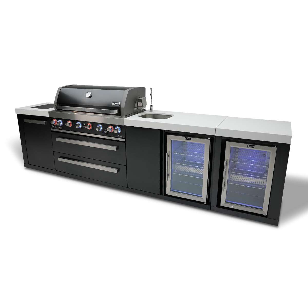 Mont Alpi MAi805-BSSBEVFC Black Series outdoor kitchen with beverage center and fridge