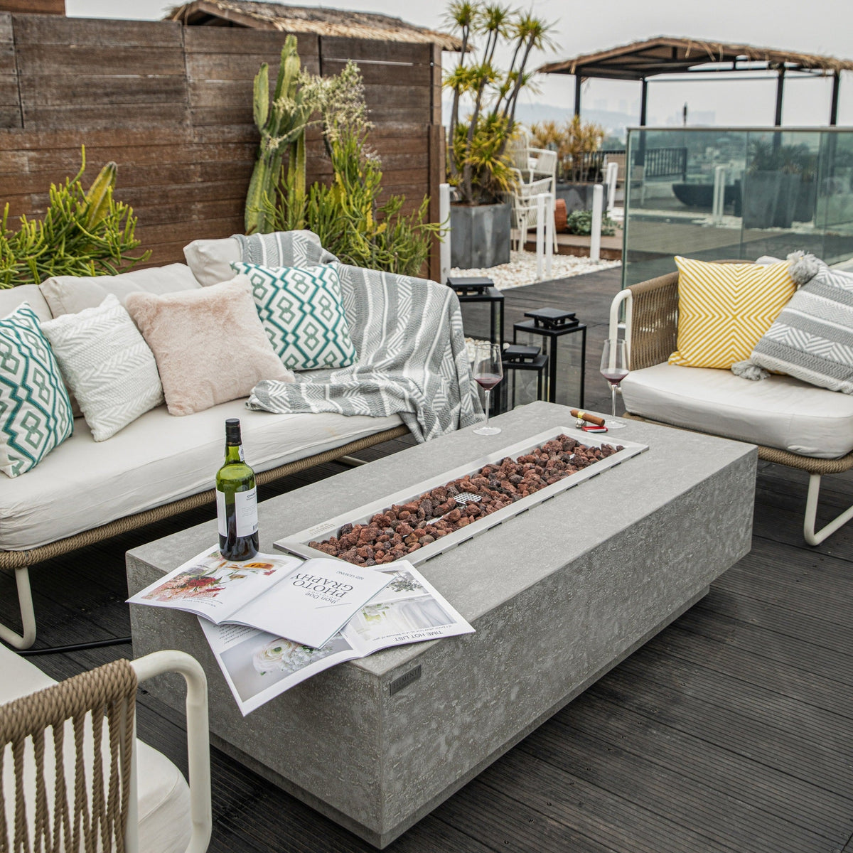Elementi Kingsale fire table in an outdoor lounge