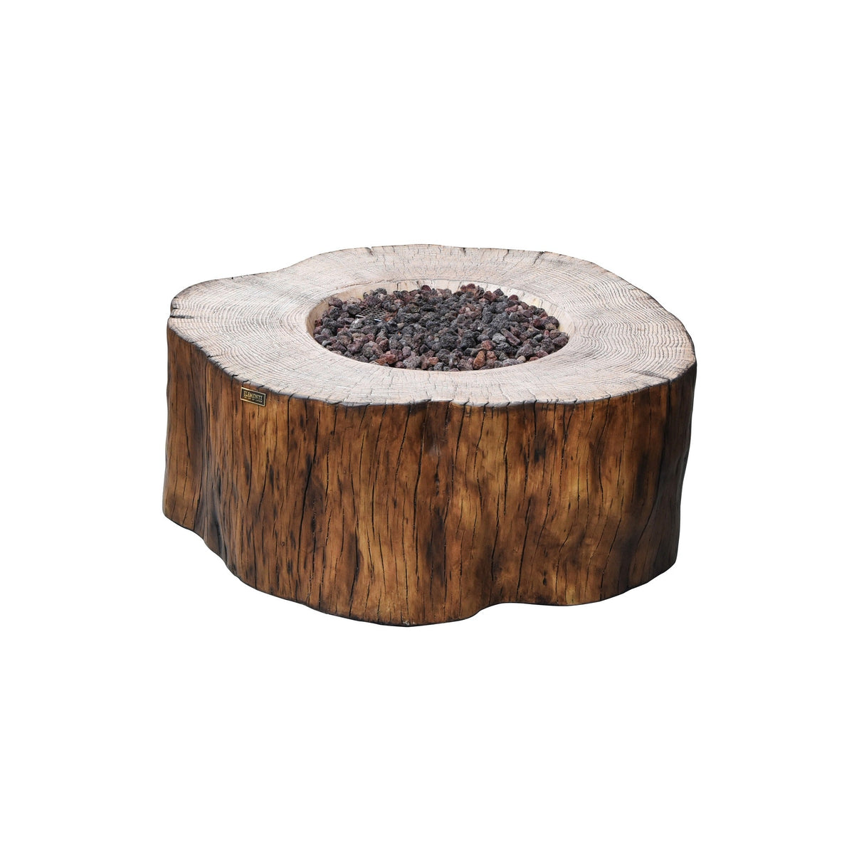 Manchester Redwood fire table with included lava rock, unlit