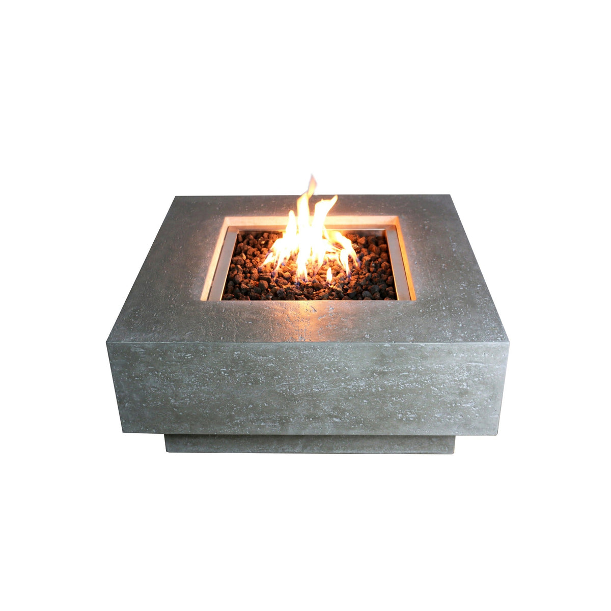 Elementi Manhattan light-gray natural gas fire table with flame