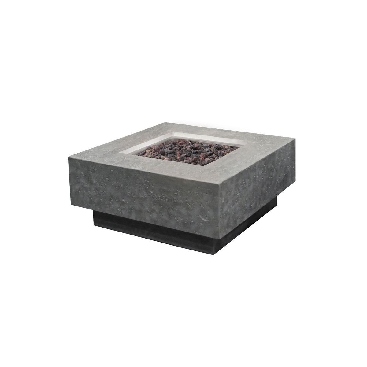 Manhattan square fire table with lava rock, unlit