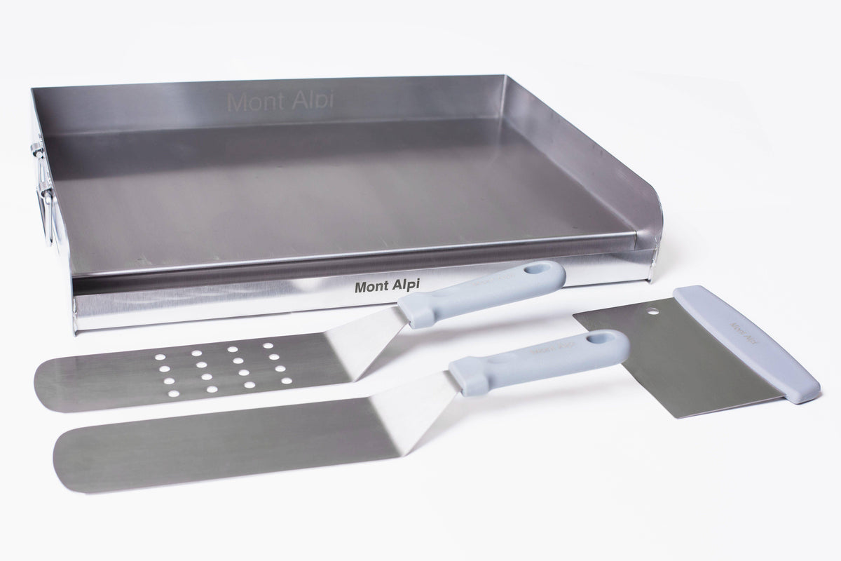 Mont Alpi MASHP universal griddle kit with solid and slotted spatulas and scraper