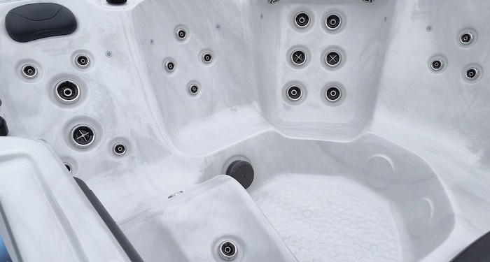 SkyBlue Montana hot tub, sculpted seats and massage jets