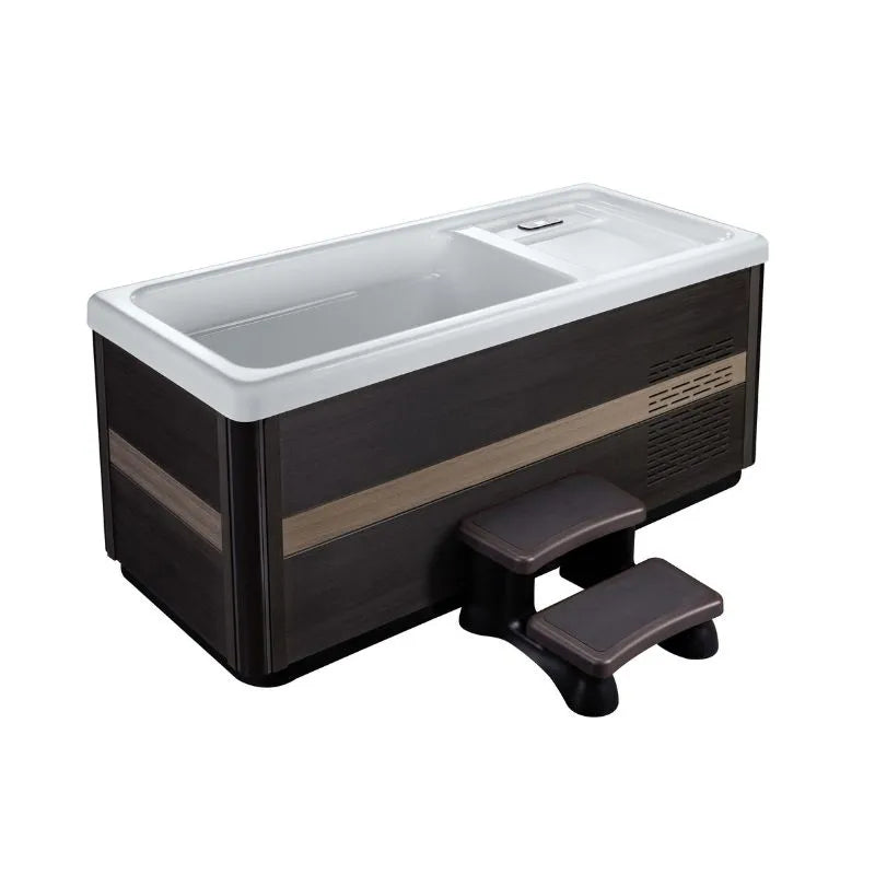 Sunrans SR-BT1002 acrylic cold plunge with white control deck and dark exterior